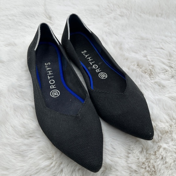 Rothy's The Point Black Flat Slip on Shoes Womens size 8.5‎ - Picture 1 of 8